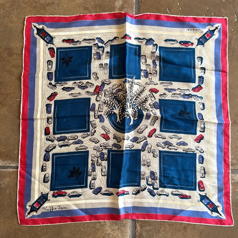 Vintage Simone Artist-Signed Silk Scarf